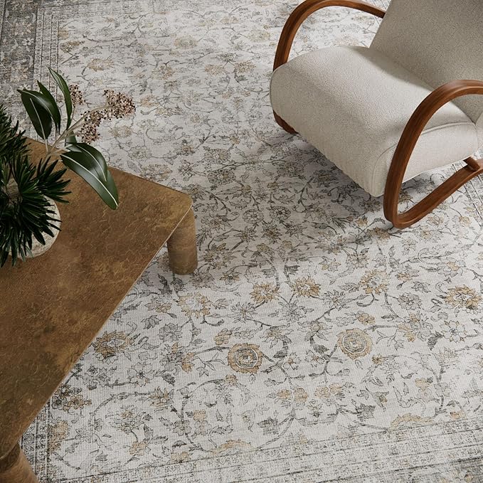 10x12 Large Rugs for Living Room: Washable Rug Stain Resistant Non Slip Distressed Vintage Rug Low Pile Faux Wool Soft Carpet for Bedroom Farmhouse Dining Room Kids Playroom Nursery