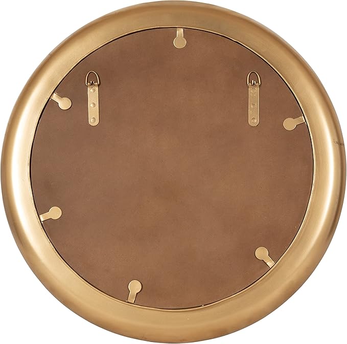 Kate and Laurel Laranya Modern Round Mirror; 22 Inch Diameter; White and Gold; Decorative Circle Mirror with Metal Frame and Glossy Hand Applied Finish