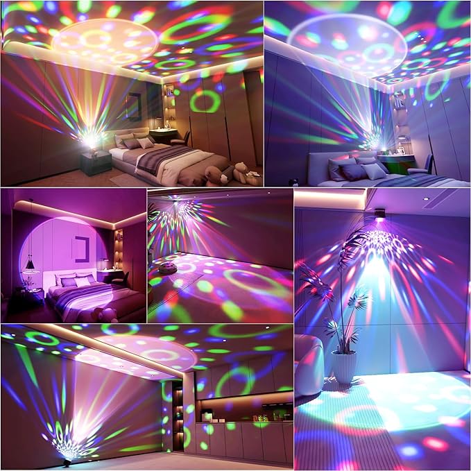 Disco Ball Light Party Lights, Sunset Lamp Dj Disco Light with 6 Working Modes 5 DIY Button Strobe Light Stage Lights Remote Control Disco Ball Lamps for Small Gathering Home Room Parties Birthday