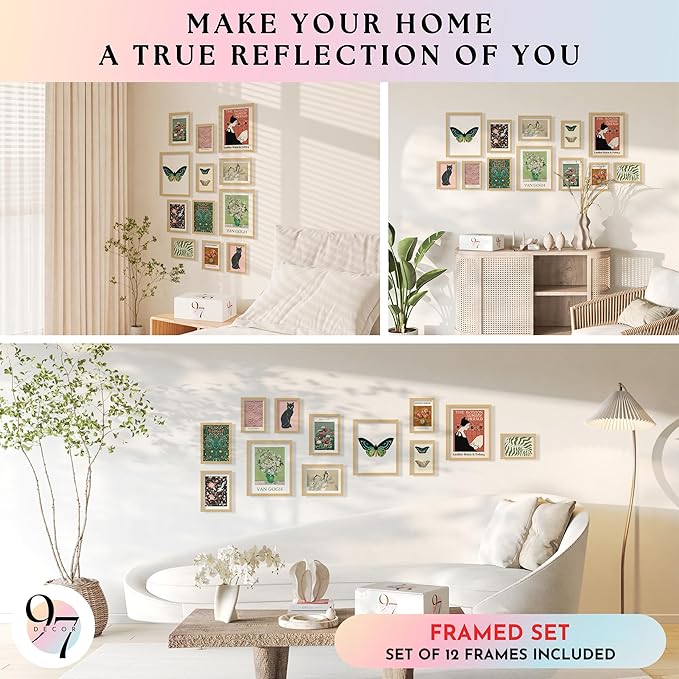 97 Decor Vintage Eclectic Home Decor - Boho Gallery Wall Art Prints Set, Cute Dorm Posters For Room Aesthetic Pictures, Earthy Boho Wall Decor For Teen Girl Bedroom Apartment Decoration (Unframed)