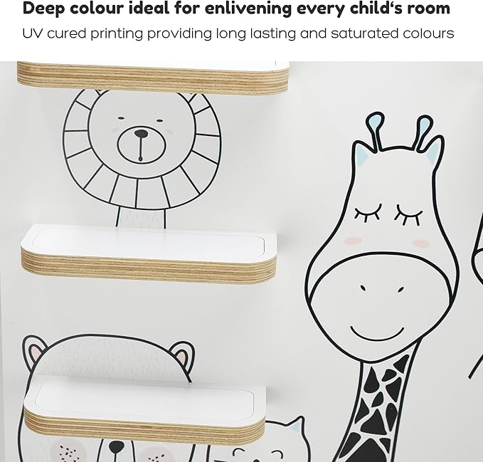 stadtecken Wooden Shelf for Music Box I Suitable for The Toniebox and ca. 35 Tonies I Perfect Storage in The Children's Room I for Setting up or Hanging (Medium, Friends)