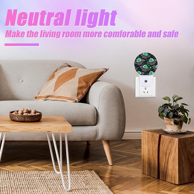 Alien Night Light Spaceship Night Lights LED Lamp Round Plug into Wall Nightlight with Dusk to Dawn Sensor Home Hallway Stairway Kitchen Decor