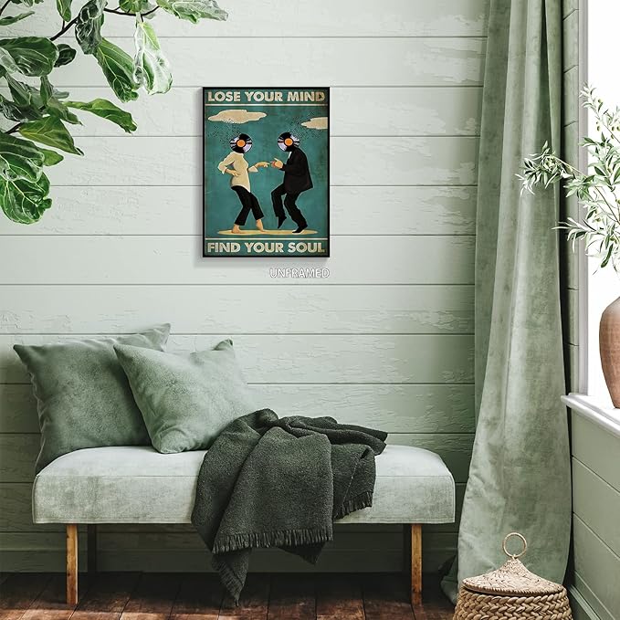 Vintage Classic Movie posters for room aesthetic Spiritual Quotes Lose Your Mind Find Your Soul Canvas Wall Art Cool Music Dance Wall Decor Painting for Bedroom 12x16in Unframed