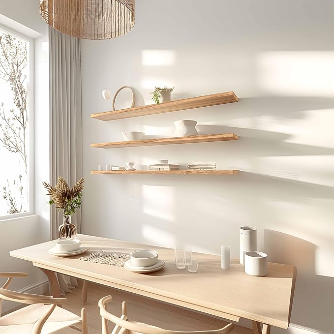GXYAWPJ 48 Inch Floating Shelves for Wall Rustic Light Wood Wall Shelves for Bedroom Set of 4