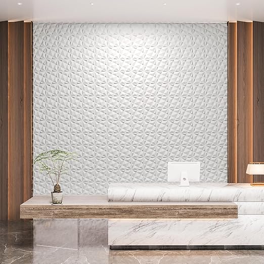 Art3dwallpanels 20 Pack 3D Wall Panels for Interior Wall Decor, 12''x12'' White Accent Diamond Panels for Gaming Room Bedroom TV Background, White