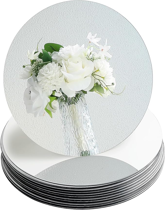 Floroom 12pcs 12 Inch Round Mirrors for Table Centerpieces, Trays, Plates, Weddings, Baby Showers, and Party Decorations