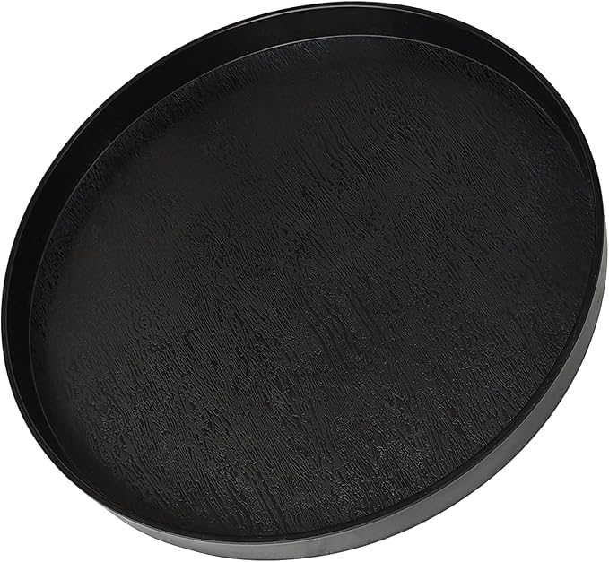 Round Black Serving Tray (11 inch) - Bathroom Countertop, Kitchen Decor, Vanity & Coffee Table Tray | Farmhouse Modern Boho, Organizer Tray