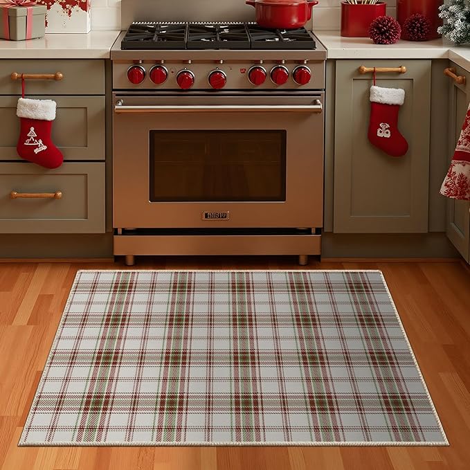 Rugxara Christmas Rug for Entryway Bathroom, 2x3 Kitchen Rug Washable Christmas Tree Santa Claus Door Mat Holiday Carpet for Indoor Entrance, Entry, Front Door and Bedroom(Red 2x3