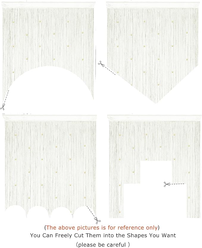 YaoYue Beaded Curtain Door String Curtains for Doorway Tassels Beads Hanging Fringe Hippie Room Divider Window Hallway Entrance Wall Closet Bedroom Privacy Decor (39×110in/100×280cm,Beige)
