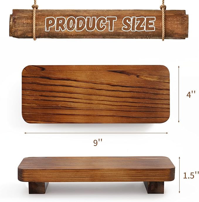 Liswit Farmhouse Wood Tray Rustic Wooden Pedestal Decorative Wood Riser for Farmhouse Kitchen Counter Bathroom Room Decor (Dark Brown)
