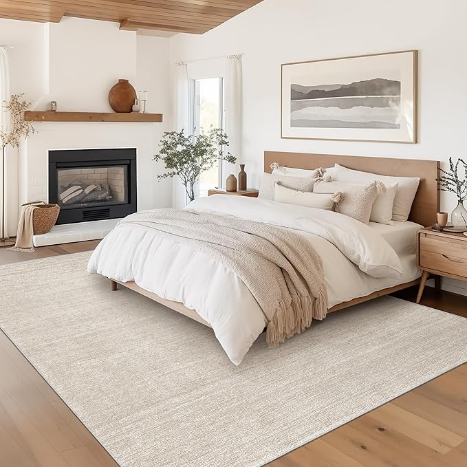 Valenrug Washable Rugs 8x10 - Stain Resistant 8x10 Area Rugs for Living Room, Non Slip Backing Rugs for Bedroom, Folable Machine Washable Area Rug (8'x10', Beige)
