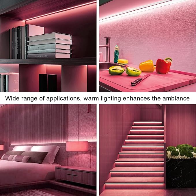 ZSLAIFU 5V LED Strip Lights, Pink USB LED Light Strip, 3.28FT Dimmable Cob LED Strip Light, High Brightness Short LED Strip for Display Cabinet, Living Room, TV Lights