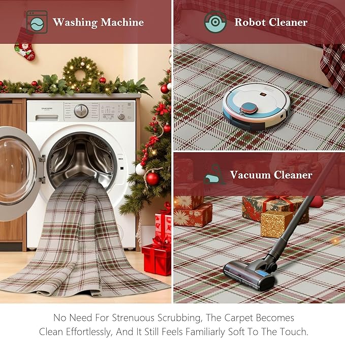 Rugxara Christmas Rug for Entryway Bathroom, 2x3 Kitchen Rug Washable Christmas Tree Santa Claus Door Mat Holiday Carpet for Indoor Entrance, Entry, Front Door and Bedroom(Red 2x3