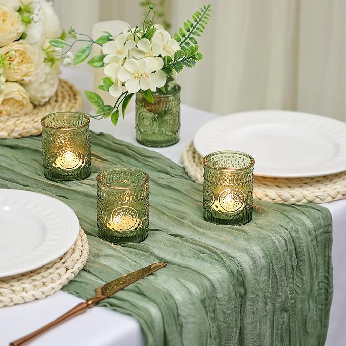 30pcs Assorted Green Votive Candle Holders Bulk, Fall Baby Wedding Shower Decorations,Tealight Candle Holder for Table Centerpieces Decorations, Boho Tea Party Decor, Bridal Shower Gifts for Guests