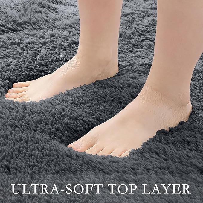 PureCozy 5x8 Area Rug for Living Room, Modern Grey Super Shag Shaggy Soft Washable Indoor Fuzzy Carpet Non-Slip Fluffy Rugs for Bedroom Home Aesthetic Decor