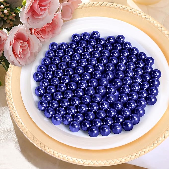 350Pcs Navy Blue Vase Filler Pearl Beads for Crafting 12mm Beads No Holes Decor Suitable for Wedding Decor, Party Decorations, Centerpiece Table Decorations