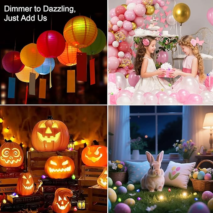 Aogist 200Pcs Warm White Balloon Lights with Hook,Long Standby Time,Waterproof Mini Light for Birthday Party Wedding Christmas Halloween Easter Decorative