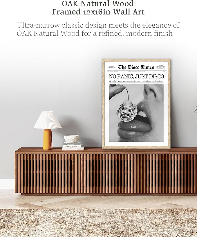 iHery Unframed Trendy Disco NewsPaper Wall Art Prints,12x16in Canvas Wall Art Prints,Cherry Disco Ball Headline Poster New York News,Magazine Cover Art Dorm Living Room Home Décor 1Pack