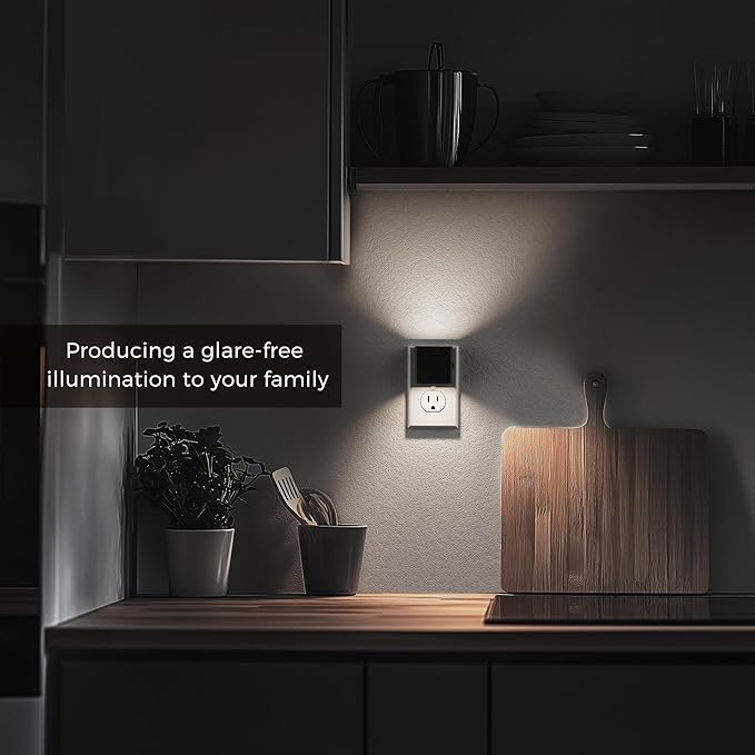 L LOHAS LED Night Light,Night Lights Plug into Wall,[2-Pack] Bright Night Light with Light Sensor,5000K Daylight White,Brightness Adjustable, Modern Nightlight for Bathroom Hallway Kitchen