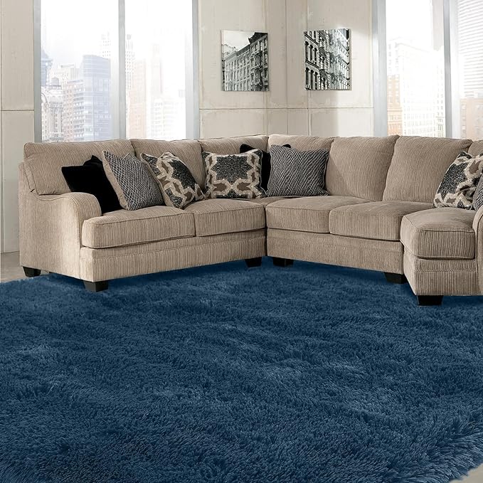 10x14 Area Rug Living Room: Navy Blue Area Rugs for Living Room - Large Shag Area Rugs 10 x 14 for Bedroom Soft Fluffy Carpet (Navy Blue/10x14 Feet)
