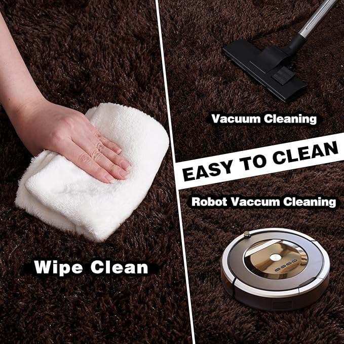 Ultra Soft Rugs for Living Room Bedroom, 5x7 Area Rugs for Living Room, Modern Shaggy Carpets Fuzzy Rug for Boys Girls Dorm Nursery Home Decor Aesthetic, Upgrade Non-Slip Durable, Brown