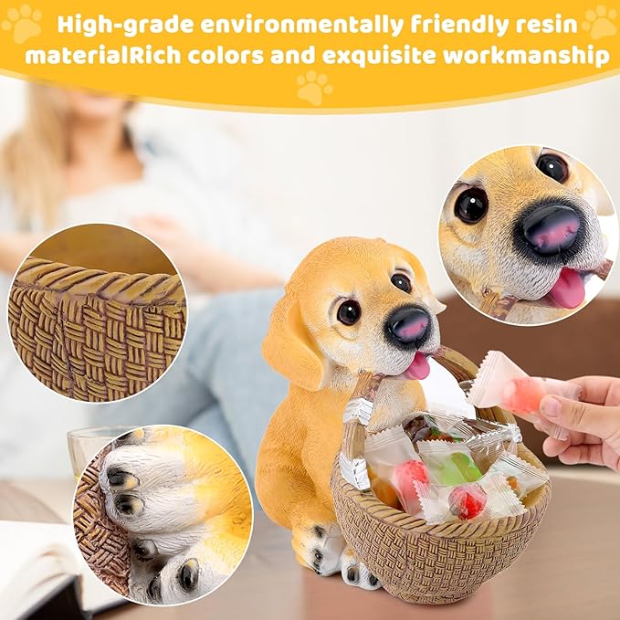 Dog Candy dish Candy bowl, key bowl for entryway table,Funny Dog Dish Key Holder Bowl,Statues for Office Desk Home Decor Entryway Table Decor Storage Basket (Labrador)