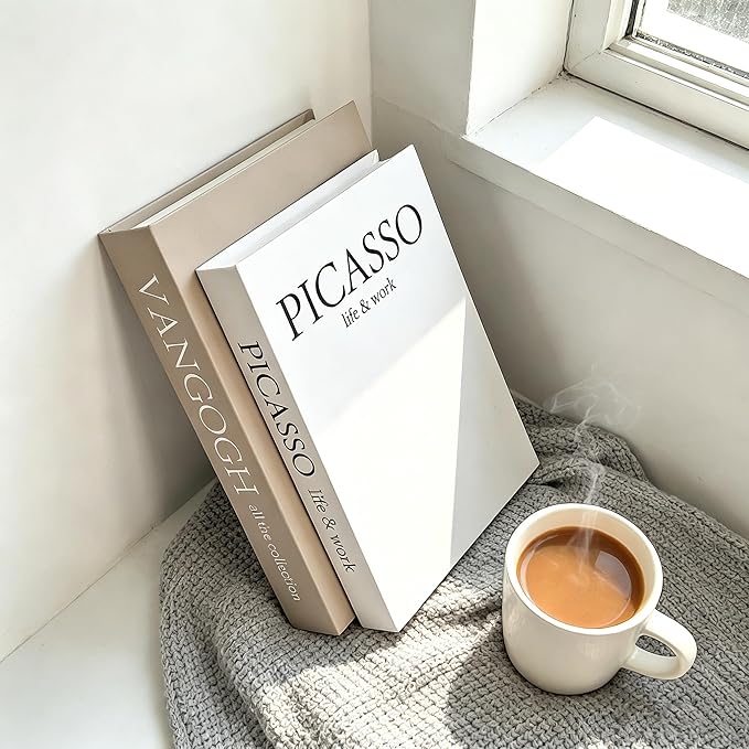 Set of 2 Decorative Books - Linen Faux Fake Books for Decor Aesthetic, Decorative Book for Coffee Table,Bookshelf,Office Table, Home Decor, Fake Book Storage Box for Trinkets Photo-BB002-2PCS