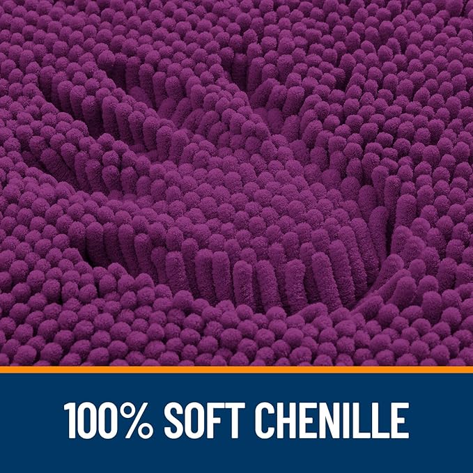 OLANLY Bathroom Rugs 34x21, Extra Soft Absorbent Chenille Bath Rugs, Rubber Backing Quick Dry, Machine Washable Bath Mats for Bathroom Floor, Tub and Shower, Home Decor Accessories, Purple
