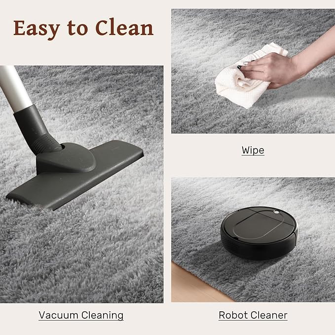 4x6 Feet Area Rugs for Bedroom,Gradient Grey Plush Fluffy Shaggy Living Room Rugs Non-Slip, Ultra Soft Carpet for Nursery Kids PlayRoom Dorm Office Indoor