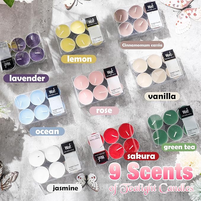 Huquary 108 Pcs Scented Tea Lights Candles Mini Scented Tealight Candles Bulk for Burning Approximately 4 Hours Time(Mix)