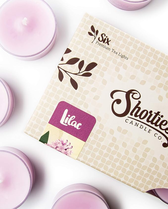 Pure Lilac Premium Tealight Candles - Highly Scented with Essential & Natural Oils - 6 Purple Tea Lights - Beautiful Candlelight - Made in the USA - Flower & Floral Collection