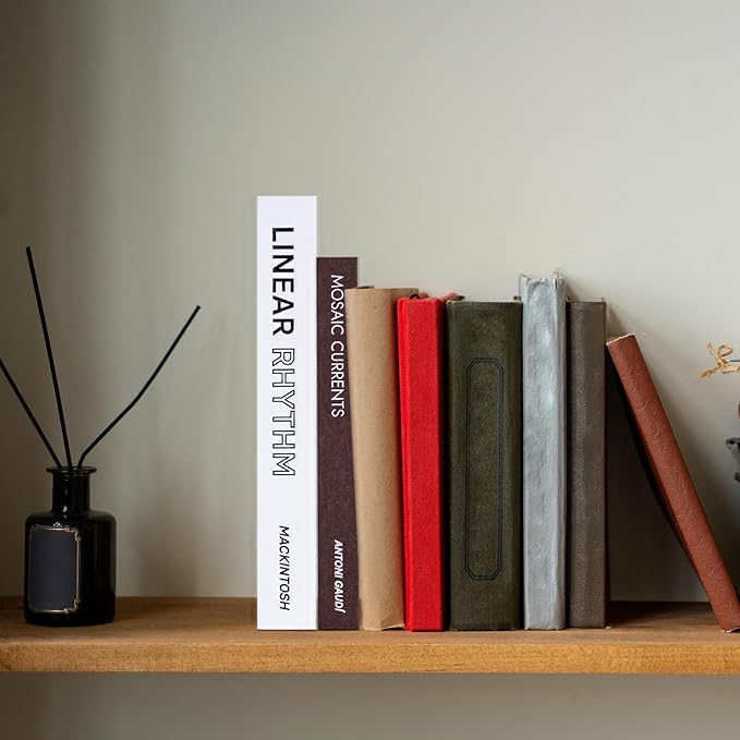 Decorative Books, Set of 2 | Elegant Modern Linen Boxes for Coffee Table, Bookshelf, Home Decor | Aesthetic Fake Faux Books for Decoration, Photo Storage, Keepsake Box