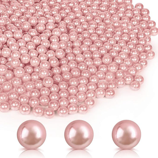 2800Pcs Rose Gold Vase Filler Pearl Beads for Crafting 6mm Beads No Holes Decor Suitable for Wedding Decor, Party Decorations, Centerpiece Table Decorations