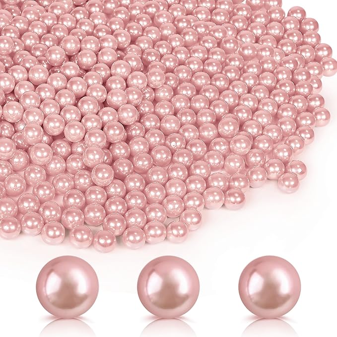 1400Pcs Rose Gold Vase Filler Pearl Beads for Crafting 8mm Beads No Holes Decor Suitable for Wedding Decor, Party Decorations, Centerpiece Table Decorations