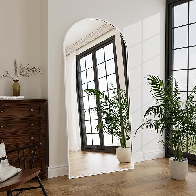 Rowjut Large 71"x30" Arched Full Length Mirror White Floor &Standing for Bedroom &Living Room & Wall Mounted Mirror Full Body Mirrors Hanging or Leaning.