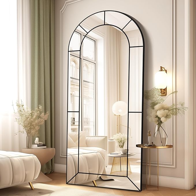 Wall Mirror,Full Length Floor, Window Pane for Living Room Decor, Decorative Wall Art, Large Wall for Bedroom, Hallway, Living Room Arch-65"X28"