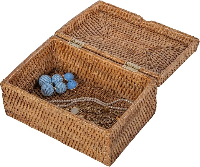 La Jolla Rattan Storage Box for Wet Wipes, Jewelery and More (Honey-Brown)