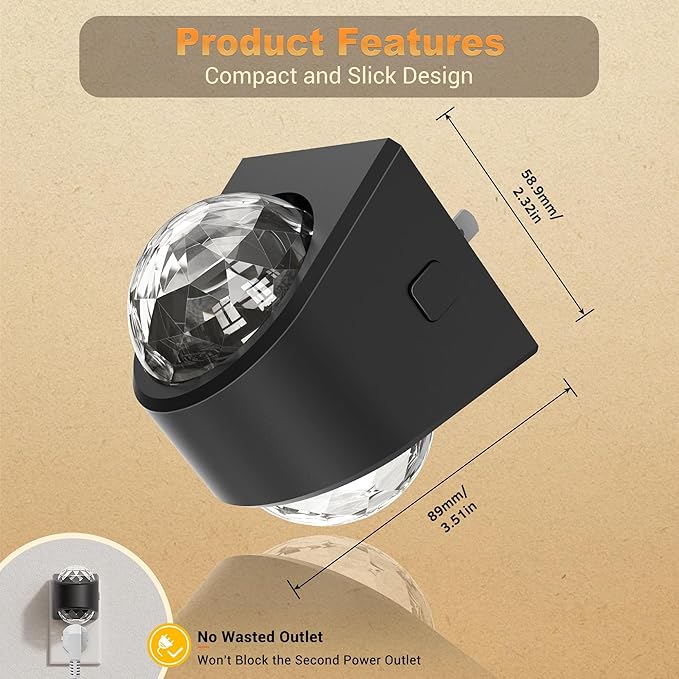 JandCase Night Lights Plug into Wall, Star Projector RGB Night Light with 9 Color Change, Automatic Galaxy Nightlight Plug in with Light Sensor for Bathroom Hallway Room Decor