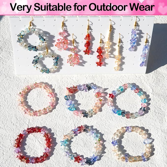 960 Pcs Pastel Acrylic Beads Set for Jewelry Making - Star, Heart & Seashell Charms in 8 Colors - DIY Bracelets, Earrings, Necklaces & Keychain Supplies - Aesthetic Oil Paint Beads with Storage Box