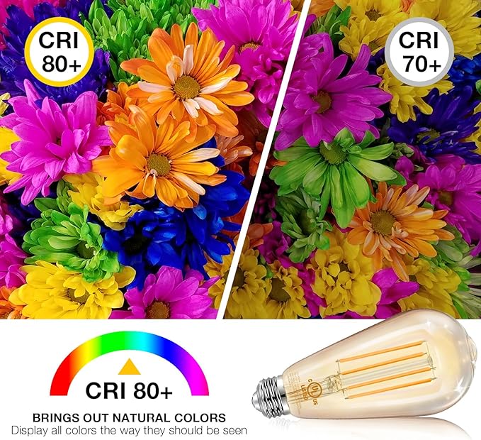 DAYBETTER 4 Pack Vintage LED Edison Bulbs, E26 Led Bulb 60W Equivalent, Dimmable Led Light Bulbs, High Brightness 800 LM Amber Warm 2200K, ST58 Antique Filament Bulbs, Clear Glass Style for Home