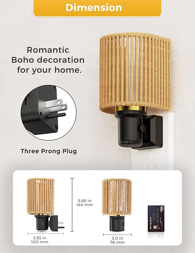 L LOHAS LED Night Lights Plug into Wall, Dimmable Night Light with Light Sensor, Amber Boho Nightlight Plug in Wall, Decorative Bohemian Nightlights Yellow Light for Bedroom Living Room Hallway, 1Pack
