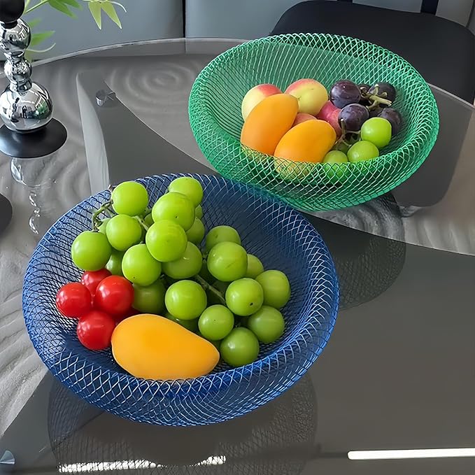 Nest Fruit Bowl with Drainer - Modern Home Decor, Creative Fruit Basket for Kitchen Counter, Dining Table, Living Room Coffee Table - Stylish Ins Aesthetic Storage & Display (Green)