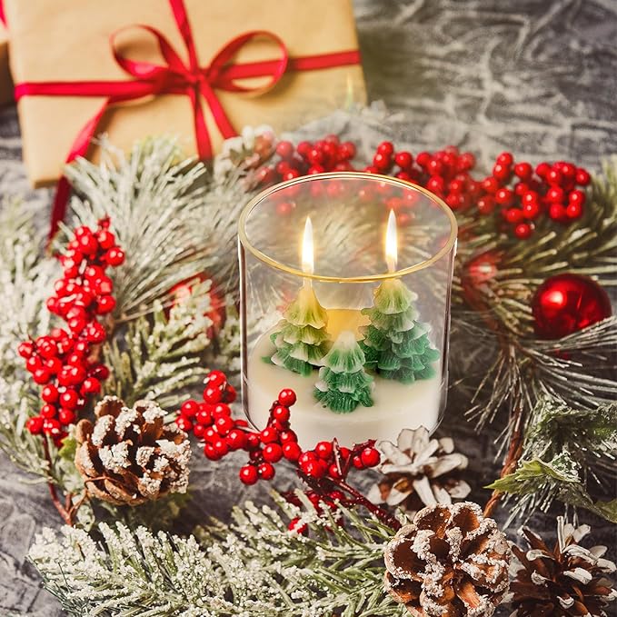 Tondiamo Christmas Candles Gift, 3.15 inch Scented Decorative Christmas Tree Votive Candles for Xmas Gifts Party Favors Wedding Baby Shower Spa Home Decoration Gifts
