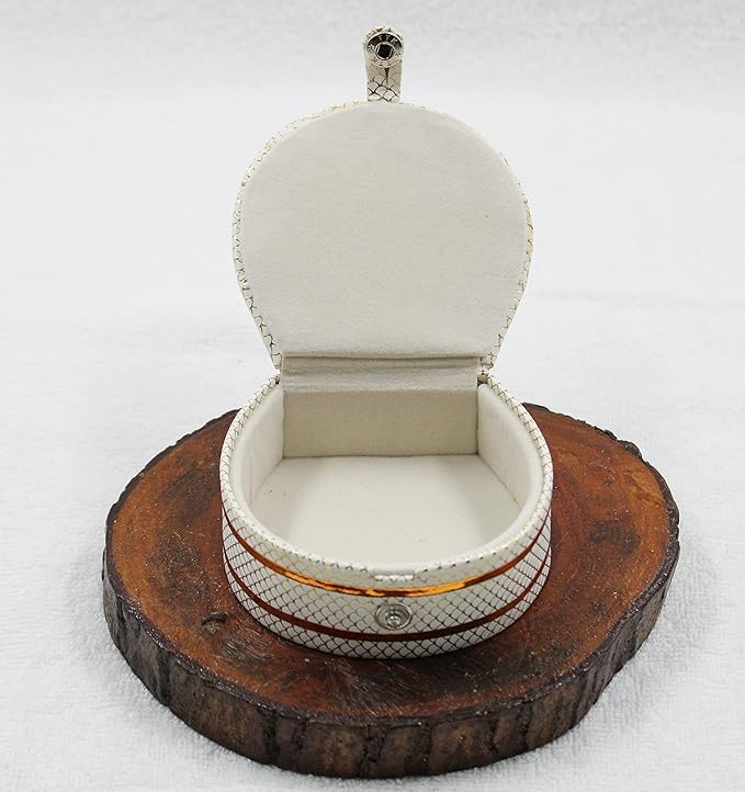 atorakushon PU Leather Cosmetic Jewellery accessories Small Round Bangle Box Ring Earrings Studs Box Necklace Wardrobe Organizer for Female Pack of 6 (Cream)