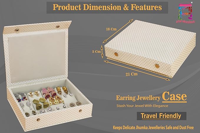atorakushon PU Leather Makeup jewellery accessories Vanity box to nicely organize the jewellery Jhumka Earrings Cosmetic Necklace and carry it along anywhere easily for Woman (Cream)