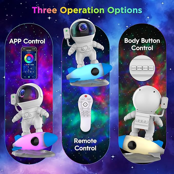 FlyLily Astronaut Galaxy Projector for Bedroom, Star Projector Galaxy Light with App & Remote Control, White Noises, Bluetooth Speaker, Rocket Night Light for Kids, Ceiling, Gifts, Room Decor