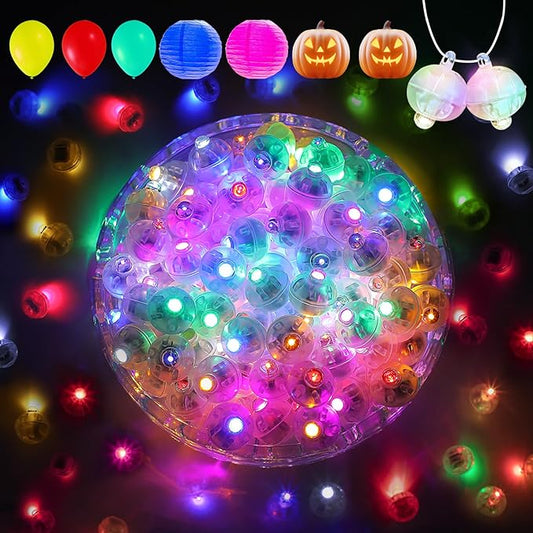 Aogist 50Pcs Balloon Lights with Hook,Long Standby Time,Waterproof Mini Light for Birthday Party Wedding Christmas Halloween Easter Decorative (Flash, 10-Colors)