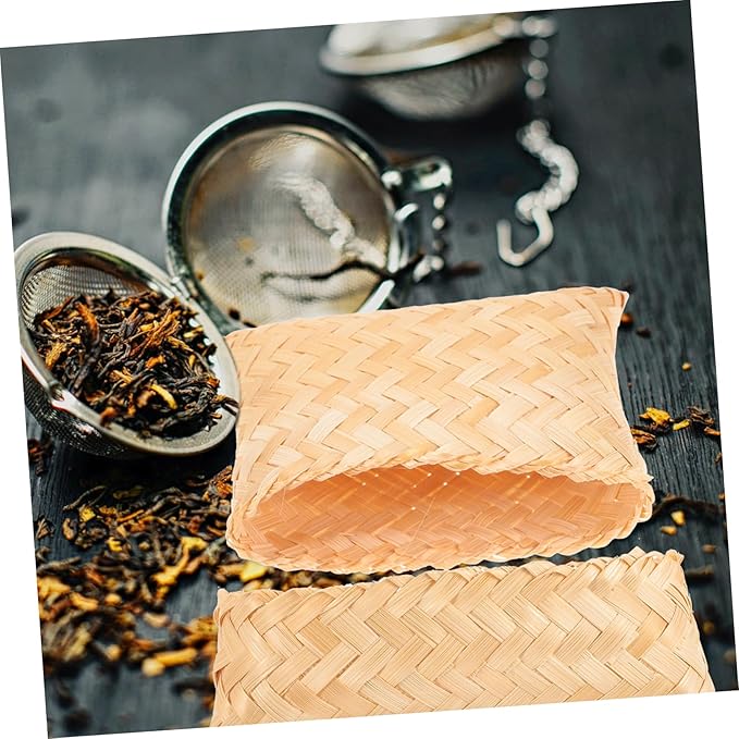 CALLARON Woven Pouch Lid Small Tea Storage Organizer for Wedding Candy and Snacks Southeast Asian Style Practical and Unique Home Decor