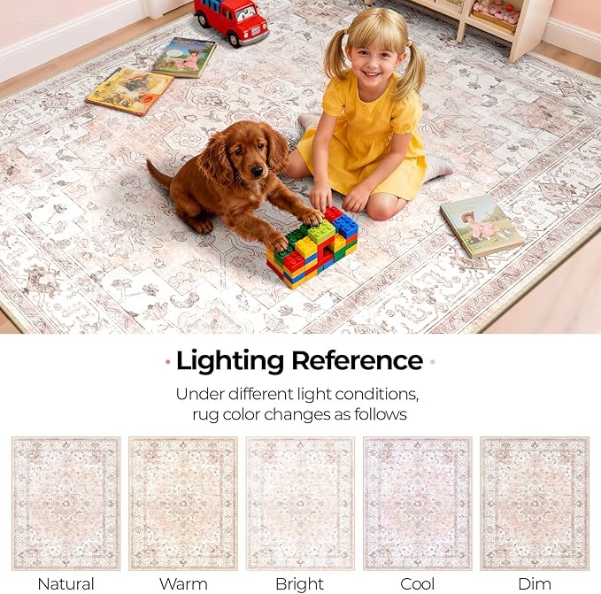 CAPALOCA Machine Washable Rugs Nursery Rug 2x8 Cute Girl Non Slip Low Pile Water Repellent Soft Print Pattern for Bedroom Indoor Decor Kids Playroom Pink