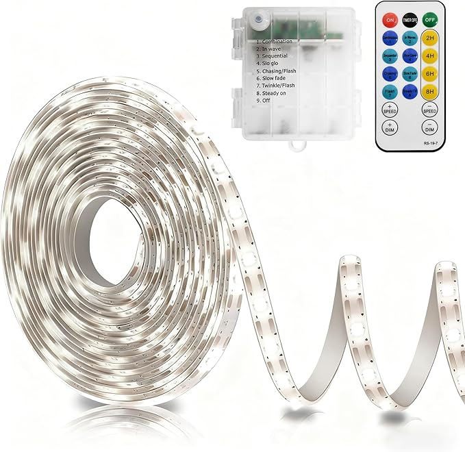 echosari Strip Lights Battery Operated, 16.5Ft 150 LED 2835 SMD Closet Strip Lights with Remote for Bedroom, Kitchen, Cabinet Décor (Cool White)